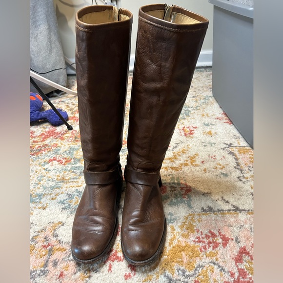 Frye Back Zip Leather Harness Boot - Picture 6 of 10